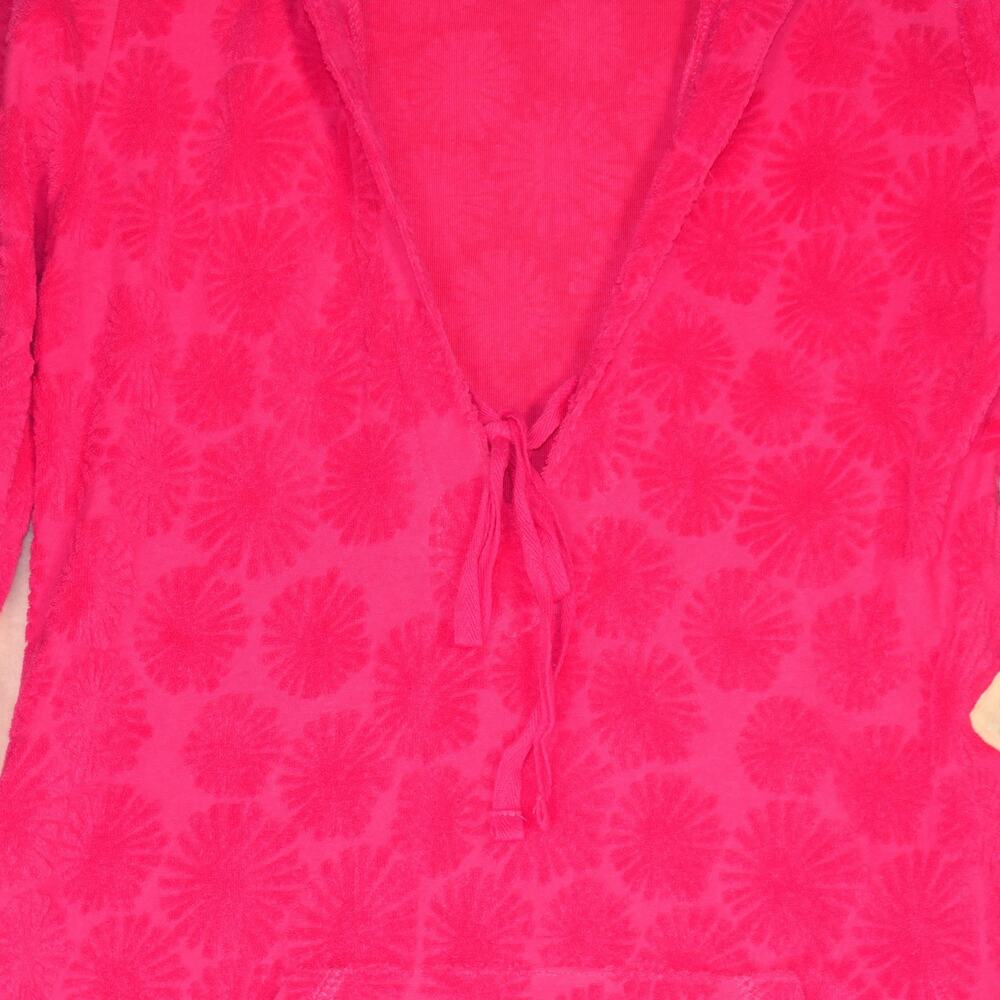 PJ Salvage Beach Cover Up Womens Small Hot Pink Terry Hooded Sunburst Mini - Picture 4 of 15